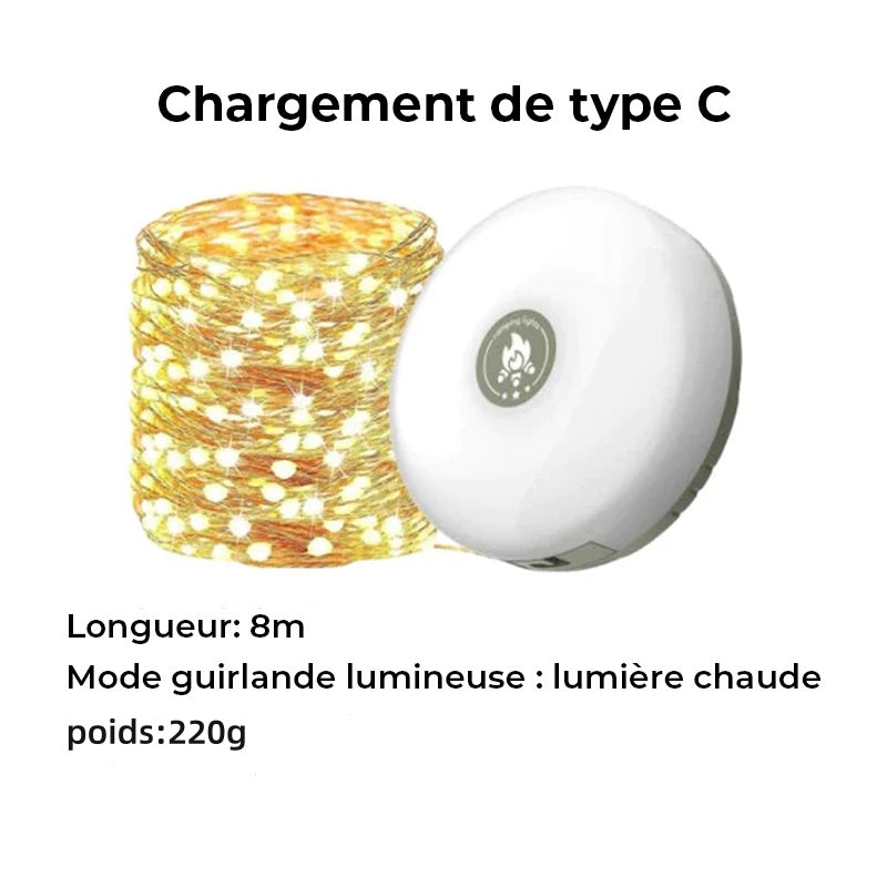 Guirlande lumineuse escamotable portative imperméable extérieure