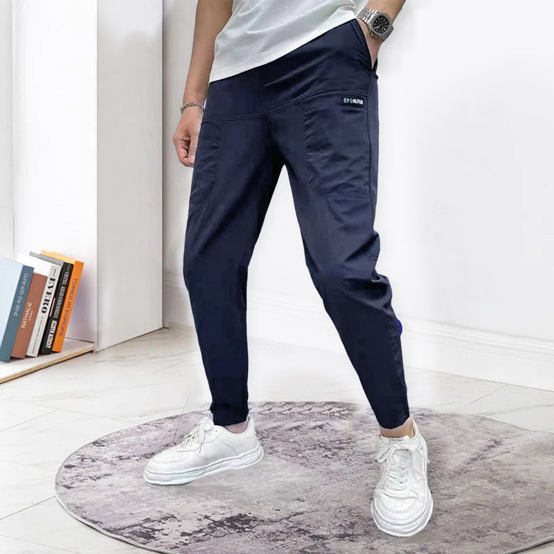 Pantalon cargo skinny multi-poches à haute extensibilité pour hommes