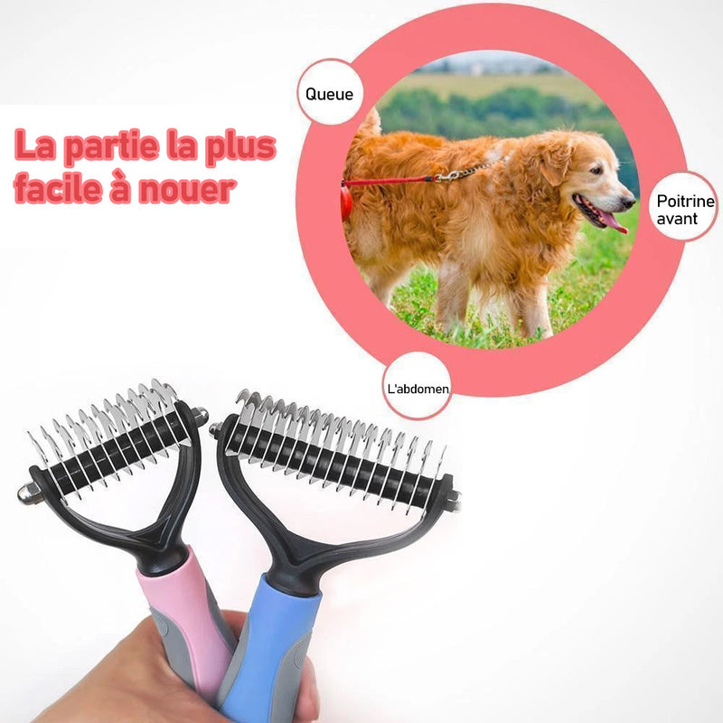 Peigne de toilettage double face pour animaux de compagnie