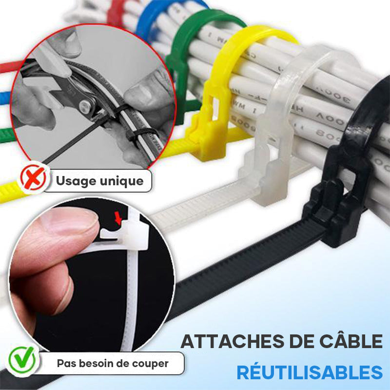 Attaches de Câble Réutilisables (100PCS)