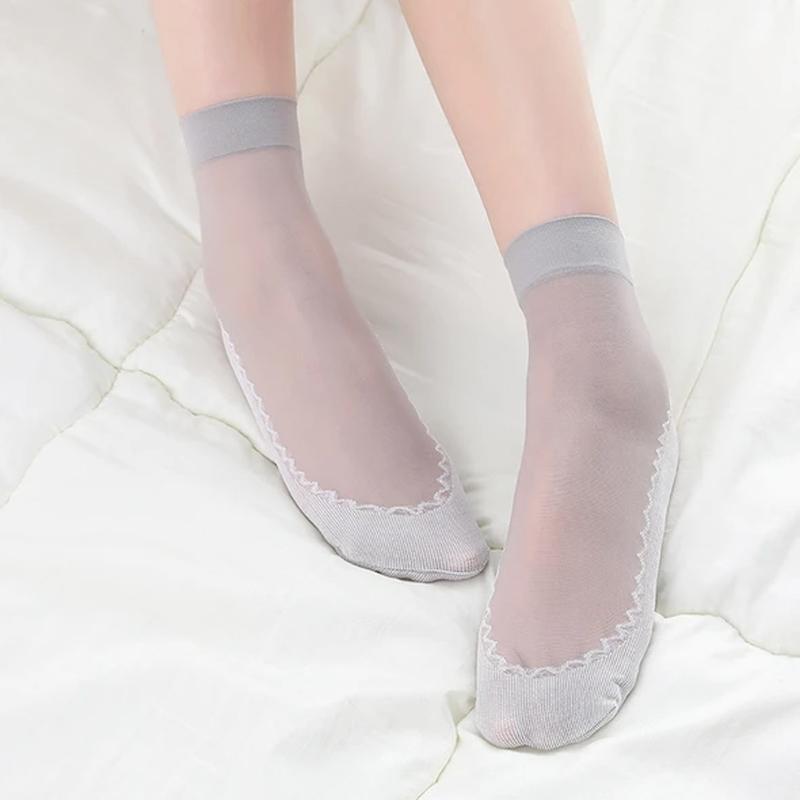 Chaussettes Soyeuses en Coton Anti-dérapant, 5 paires