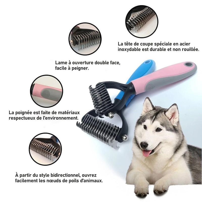 Peigne de toilettage double face pour animaux de compagnie