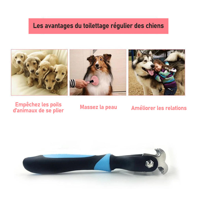 Peigne de toilettage double face pour animaux de compagnie