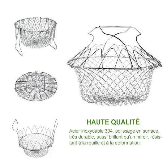 Friture Panier de Chef Pliable en Acier Inoxydable