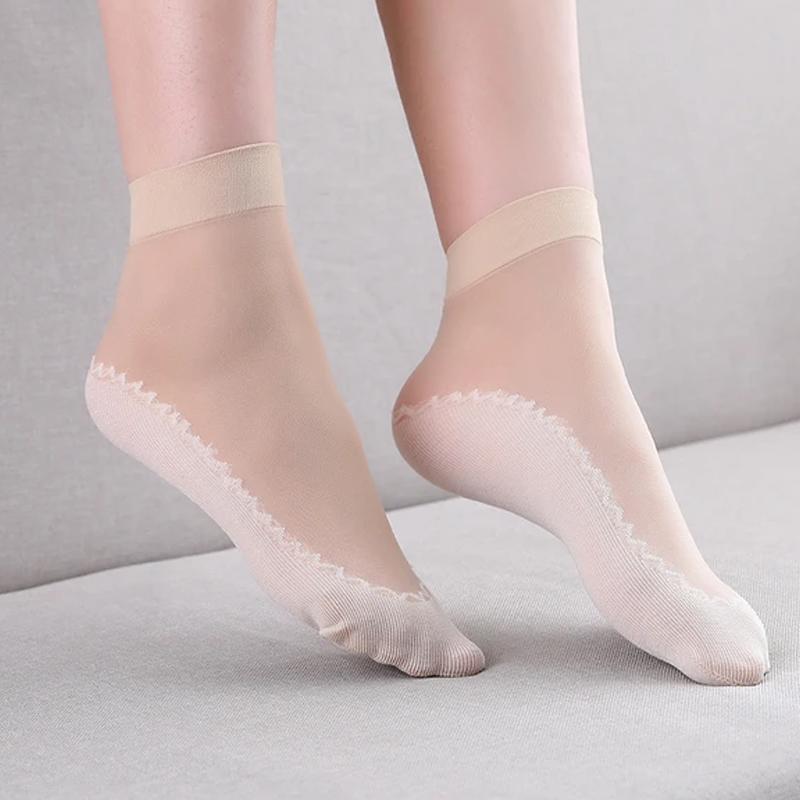 Chaussettes Soyeuses en Coton Anti-dérapant, 5 paires