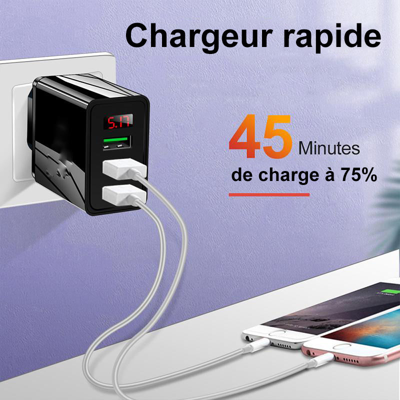 Chargeur de Téléphone à Trois Ports USB