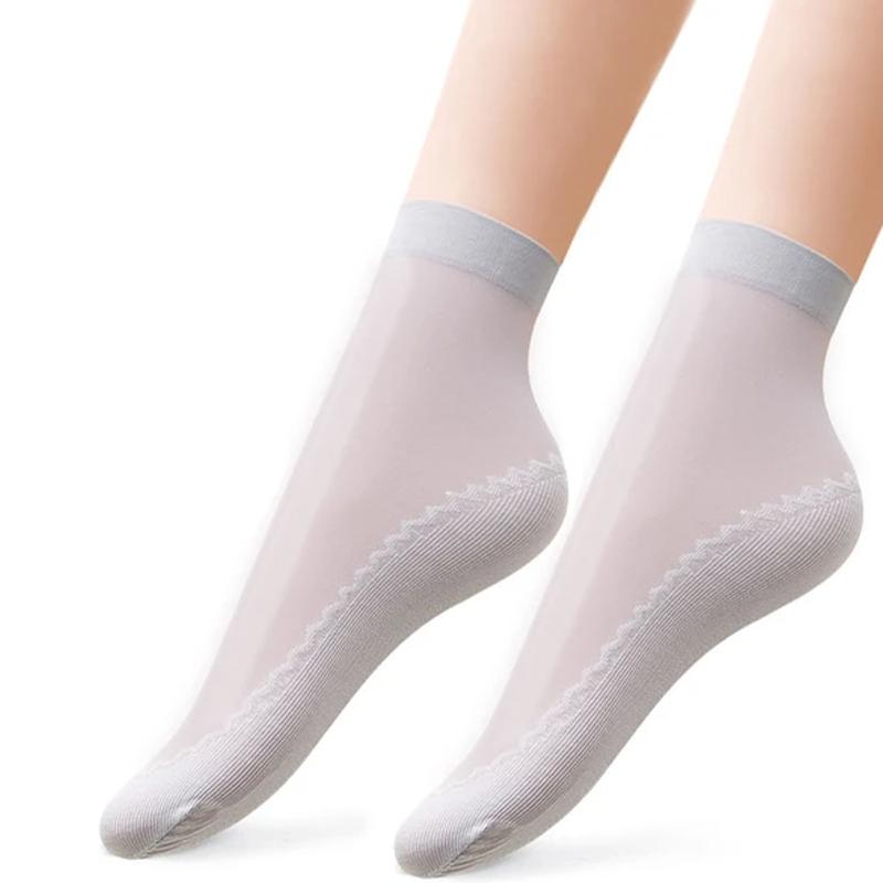 Chaussettes Soyeuses en Coton Anti-dérapant, 5 paires