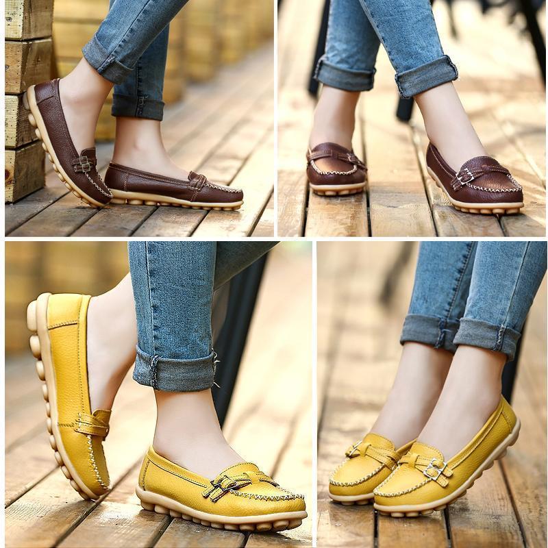 Mocassin Femme en Cuir, Chaussures Femme en Cuir Confortables