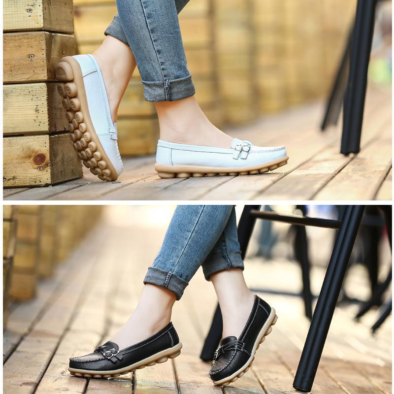 Mocassin Femme en Cuir, Chaussures Femme en Cuir Confortables