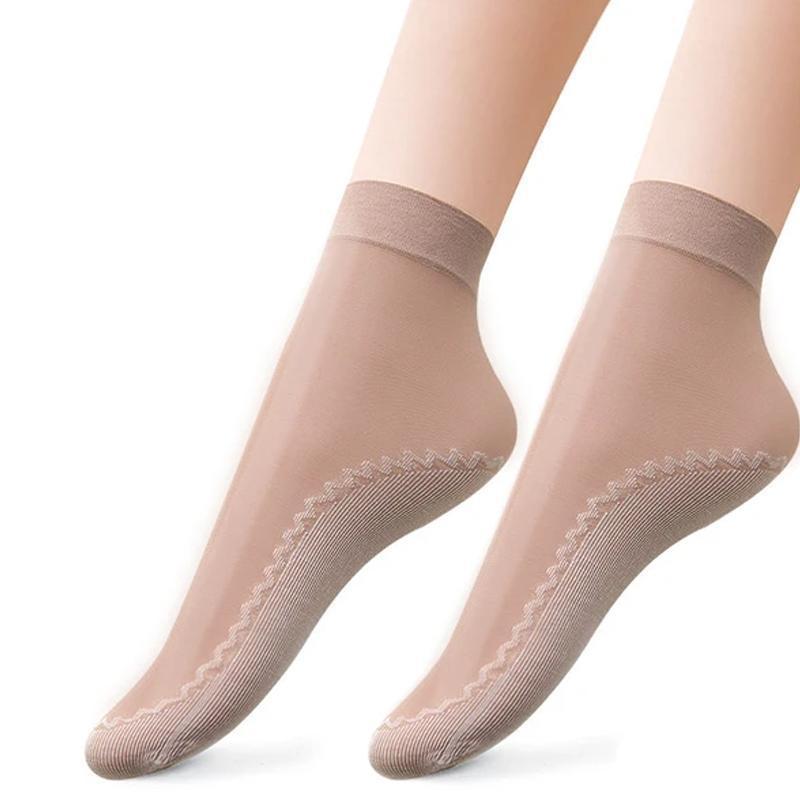 Chaussettes Soyeuses en Coton Anti-dérapant, 5 paires