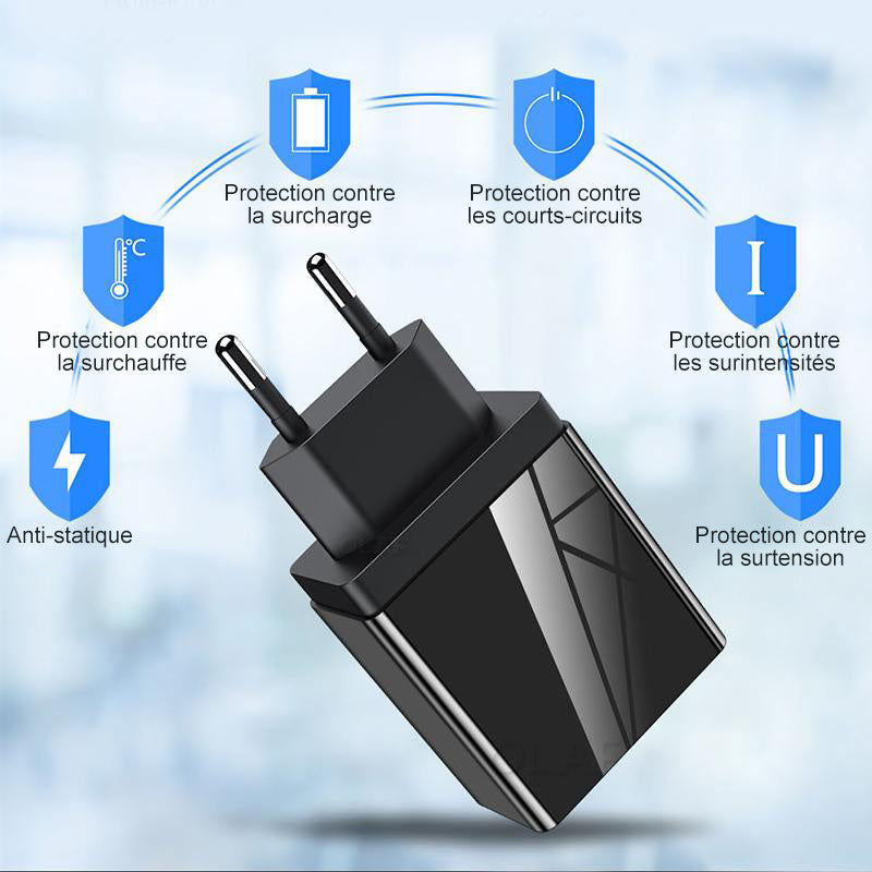 Chargeur de Téléphone à Trois Ports USB